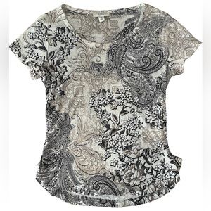 croft & barrow white pattern rhinestone shirt